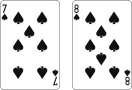 ブラックジャックでトランプカードの7＋８＝15のハードハンドイメージ画像